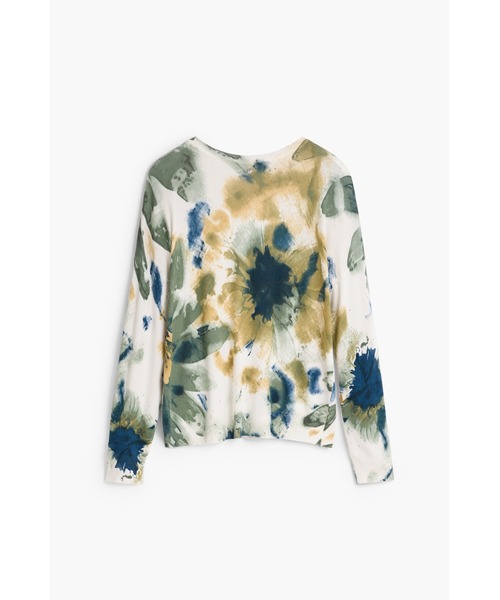 Desigual(デシグアル)の「Botanical print V-neck knit / ボタニカルプリントVネックニット(ニット/セーター・レディース・ホワイト・S/M/L)」の2枚目の写真