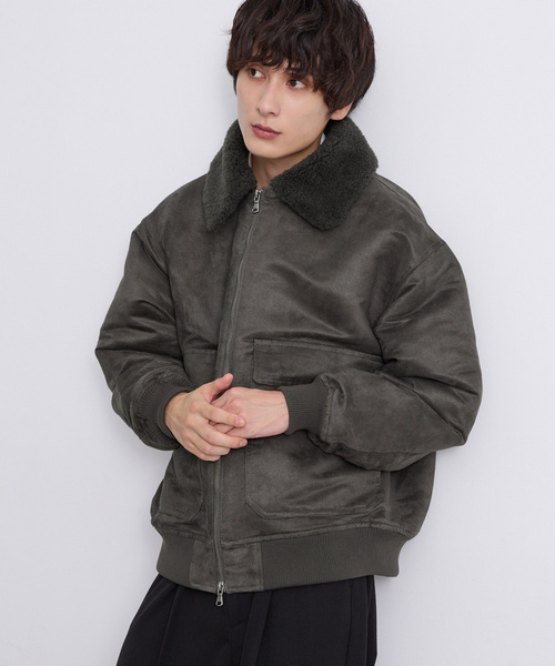 EMMA CLOTHES（エマクローズ）の「合皮ボンバージャケット（ブルゾン・メンズ・グレー/ブラック・M/L）」の9枚目の写真