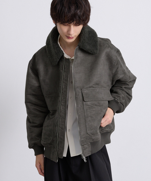 EMMA CLOTHES（エマクローズ）の「合皮ボンバージャケット（ブルゾン・メンズ・グレー/ブラック・M/L）」の10枚目の写真