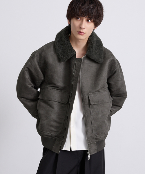 EMMA CLOTHES（エマクローズ）の「合皮ボンバージャケット（ブルゾン・メンズ・グレー/ブラック・M/L）」の11枚目の写真