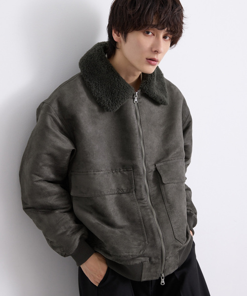 EMMA CLOTHES（エマクローズ）の「合皮ボンバージャケット（ブルゾン・メンズ・グレー/ブラック・M/L）」の12枚目の写真