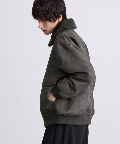 EMMA CLOTHES（エマクローズ）の「合皮ボンバージャケット（ブルゾン・メンズ・グレー/ブラック・M/L）」の13枚目の写真