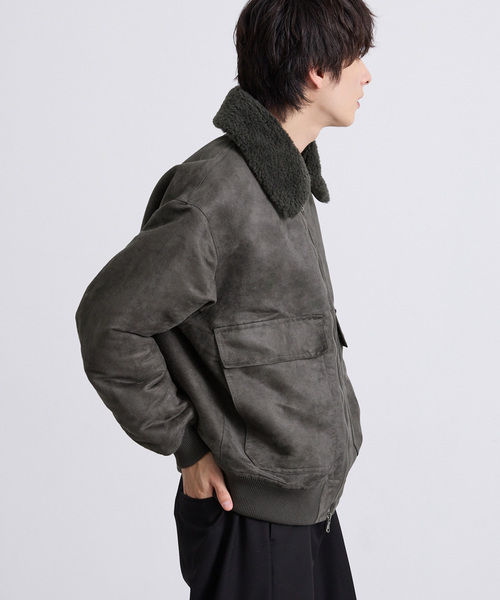 EMMA CLOTHES（エマクローズ）の「合皮ボンバージャケット（ブルゾン・メンズ・グレー/ブラック・M/L）」の14枚目の写真
