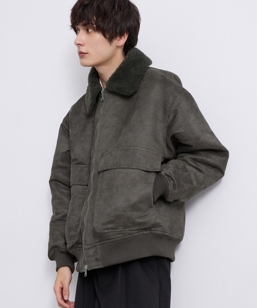 EMMA CLOTHES（エマクローズ）の「合皮ボンバージャケット（ブルゾン・メンズ・グレー/ブラック・M/L）」の15枚目の写真