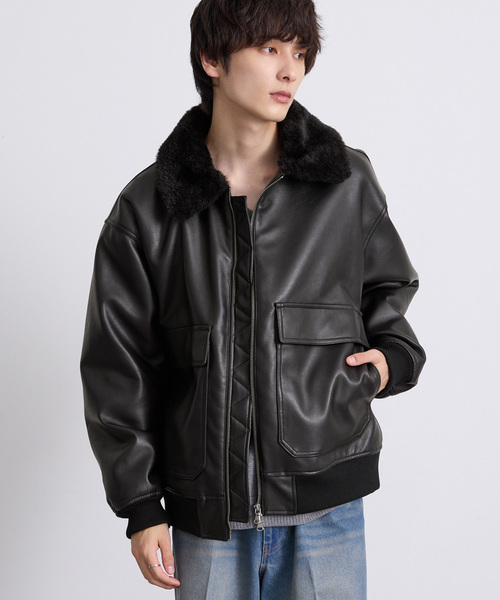 EMMA CLOTHES（エマクローズ）の「合皮ボンバージャケット（ブルゾン・メンズ・グレー/ブラック・M/L）」の18枚目の写真