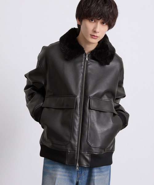 EMMA CLOTHES（エマクローズ）の「合皮ボンバージャケット（ブルゾン・メンズ・グレー/ブラック・M/L）」の19枚目の写真