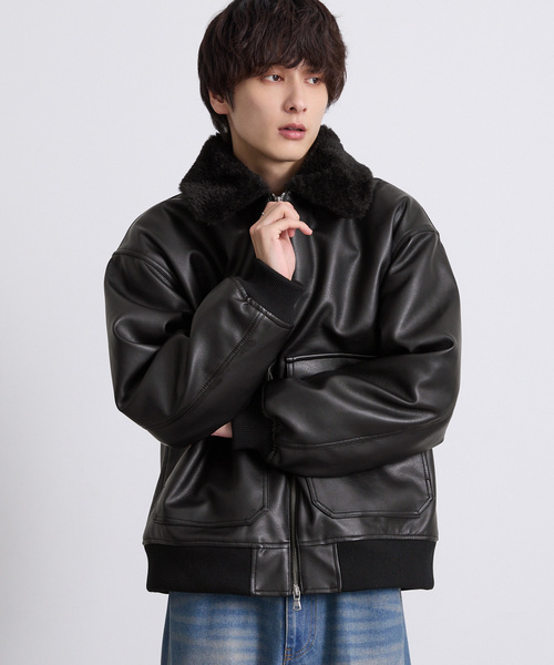 EMMA CLOTHES（エマクローズ）の「合皮ボンバージャケット（ブルゾン・メンズ・グレー/ブラック・M/L）」の20枚目の写真