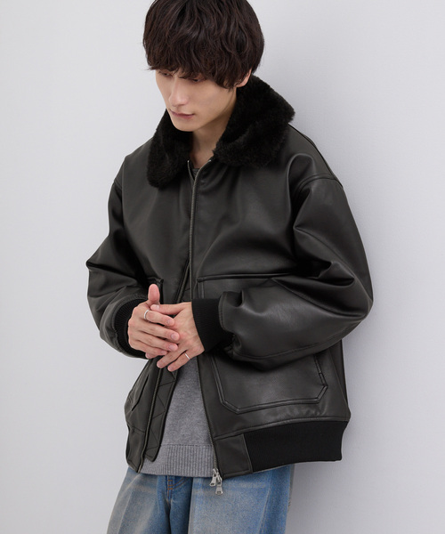 EMMA CLOTHES（エマクローズ）の「合皮ボンバージャケット（ブルゾン・メンズ・グレー/ブラック・M/L）」の22枚目の写真
