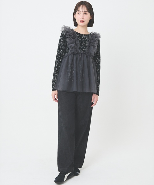 petit main LIEN（プティマインリアン）の「【リンク】チュールドッキングトップス（Tシャツ/カットソー・レディース・ブラック/ラベンダー/アイボリー・F）」の8枚目の写真