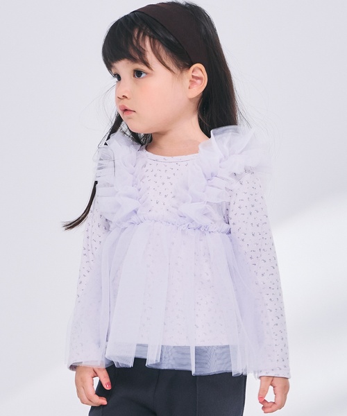 petit main LIEN（プティマインリアン）の「【リンク】チュールドッキングトップス（Tシャツ/カットソー・レディース・ブラック/ラベンダー/アイボリー・F）」の9枚目の写真