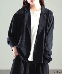 冷感シワ加工ジャケット【大きいサイズ対応】