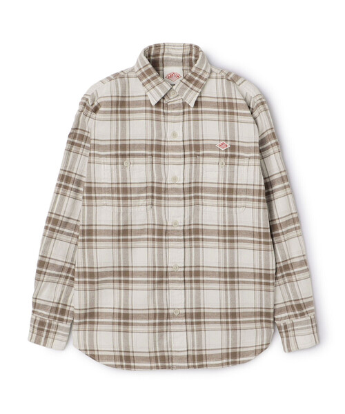DANTON(ダントン)の「Women's Flannel Check Regular Collar Shirt(シャツ/ブラウス・レディース・ブラック系その他/ベージュ系その他/ブルー系その他・36/34/38)」の3枚目の写真