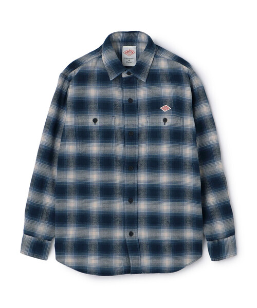 DANTON(ダントン)の「Women's Flannel Check Regular Collar Shirt(シャツ/ブラウス・レディース・ブラック系その他/ベージュ系その他/ブルー系その他・36/34/38)」の1枚目の写真