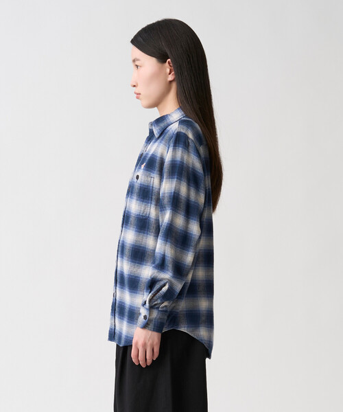 DANTON(ダントン)の「Women's Flannel Check Regular Collar Shirt(シャツ/ブラウス・レディース・ブラック系その他/ベージュ系その他/ブルー系その他・36/34/38)」の10枚目の写真