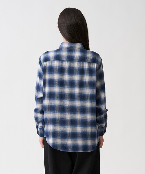 DANTON(ダントン)の「Women's Flannel Check Regular Collar Shirt(シャツ/ブラウス・レディース・ブラック系その他/ベージュ系その他/ブルー系その他・36/34/38)」の11枚目の写真