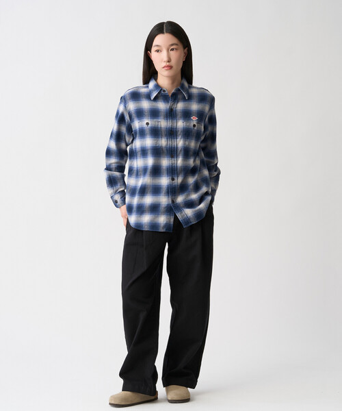 DANTON(ダントン)の「Women's Flannel Check Regular Collar Shirt(シャツ/ブラウス・レディース・ブラック系その他/ベージュ系その他/ブルー系その他・36/34/38)」の12枚目の写真