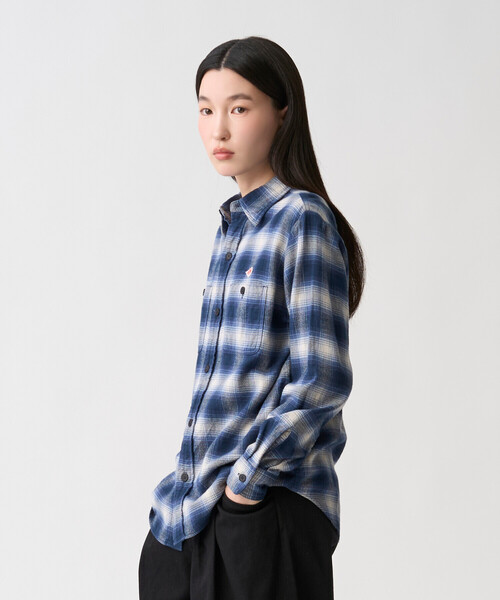 DANTON(ダントン)の「Women's Flannel Check Regular Collar Shirt(シャツ/ブラウス・レディース・ブラック系その他/ベージュ系その他/ブルー系その他・36/34/38)」の5枚目の写真