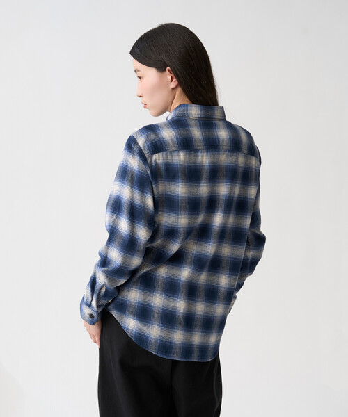 DANTON(ダントン)の「Women's Flannel Check Regular Collar Shirt(シャツ/ブラウス・レディース・ブラック系その他/ベージュ系その他/ブルー系その他・36/34/38)」の7枚目の写真