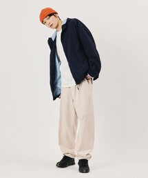 限定展開 ナイロン カラーフード ジップ ブルゾン / 裾ドローコード