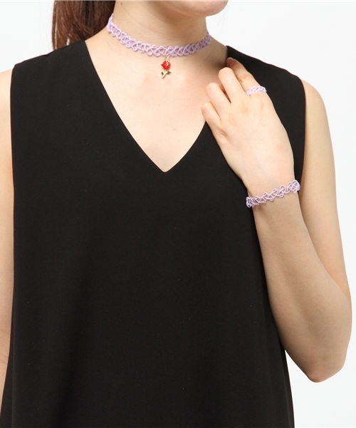 WEGO(ウィゴー)の「WEGO/ローズタトゥーチョーカー(チョーカー・レディース・ホワイト/ピンク/パープル/ブラック・FREE)」の8枚目の写真