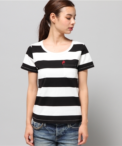 HYSTERIC GLAMOUR(ヒステリックグラマー)の「DEVIL WOMAN刺繍 ポケ付T-SH(Tシャツ/カットソー・レディース・ピンク/グレー/ブラック・FREE)」の8枚目の写真
