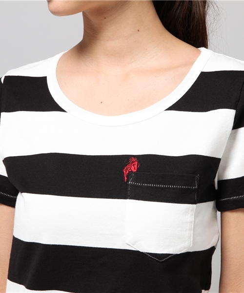 HYSTERIC GLAMOUR(ヒステリックグラマー)の「DEVIL WOMAN刺繍 ポケ付T-SH(Tシャツ/カットソー・レディース・ピンク/グレー/ブラック・FREE)」の14枚目の写真