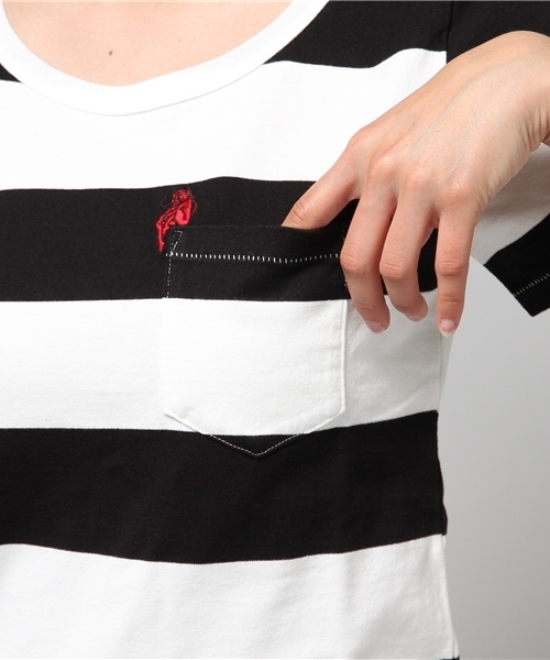 HYSTERIC GLAMOUR(ヒステリックグラマー)の「DEVIL WOMAN刺繍 ポケ付T-SH(Tシャツ/カットソー・レディース・ピンク/グレー/ブラック・FREE)」の16枚目の写真