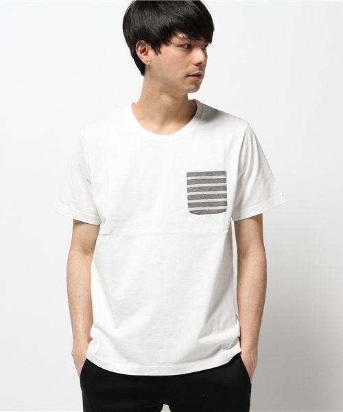 BEAMS(ビームス)の「BEAMS / ボーダーポケットT(Tシャツ/カットソー・メンズ・ホワイト/ブラック系その他/ネイビー・SMALL/LARGE/X-LARGE/MEDIUM)」の1枚目の写真