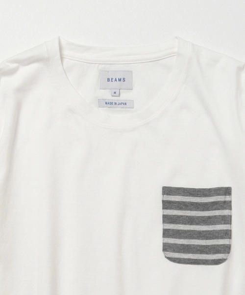 BEAMS(ビームス)の「BEAMS / ボーダーポケットT(Tシャツ/カットソー・メンズ・ホワイト/ブラック系その他/ネイビー・SMALL/LARGE/X-LARGE/MEDIUM)」の6枚目の写真