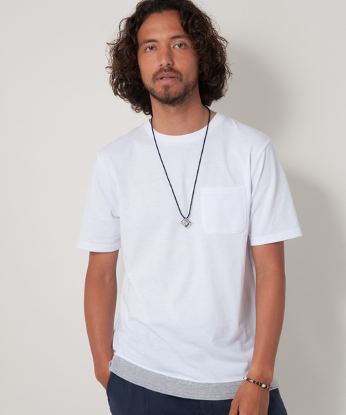 ikka（イッカ）の「裾リブ切り替えクルーネックTシャツ（Tシャツ/カットソー・メンズ・ネイビー/ホワイト/ライトグレー・X-LARGE/LARGE/MEDIUM）」の2枚目の写真