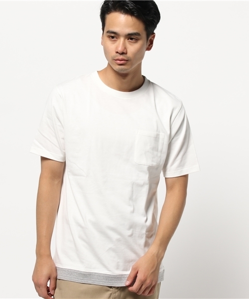ikka（イッカ）の「裾リブ切り替えクルーネックTシャツ（Tシャツ/カットソー・メンズ・ネイビー/ホワイト/ライトグレー・X-LARGE/LARGE/MEDIUM）」の11枚目の写真