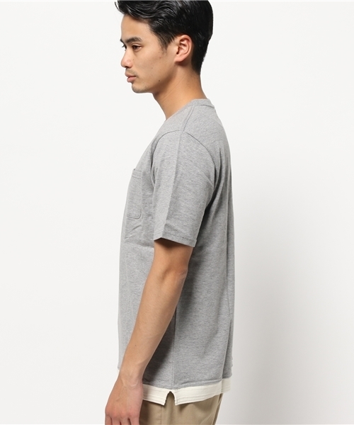 ikka（イッカ）の「裾リブ切り替えクルーネックTシャツ（Tシャツ/カットソー・メンズ・ネイビー/ホワイト/ライトグレー・X-LARGE/LARGE/MEDIUM）」の5枚目の写真