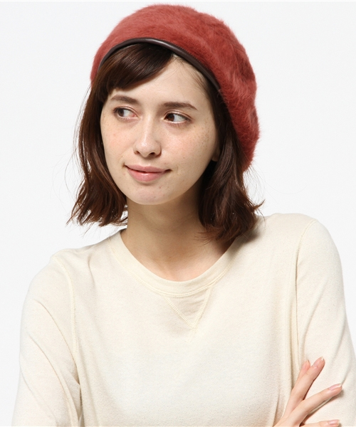 Casselini（キャセリーニ）の「【casselini】アンゴラパイピングベレー（ハンチング/ベレー帽・レディース・カーキ/ブラック/オレンジ・フリー）」の3枚目の写真