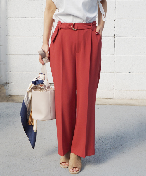 laboratory work(ラボラトリーワーク)の「ジョーゼットワイドパンツ(その他パンツ・レディース・レッド/ブラック/ダークベージュ・MEDIUM)」の1枚目の写真