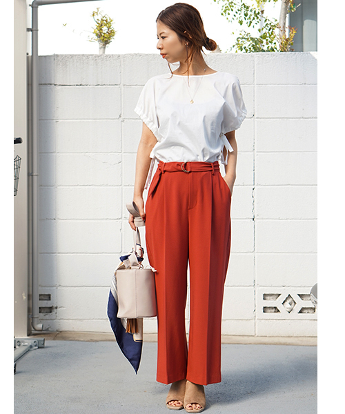 laboratory work(ラボラトリーワーク)の「ジョーゼットワイドパンツ(その他パンツ・レディース・レッド/ブラック/ダークベージュ・MEDIUM)」の15枚目の写真