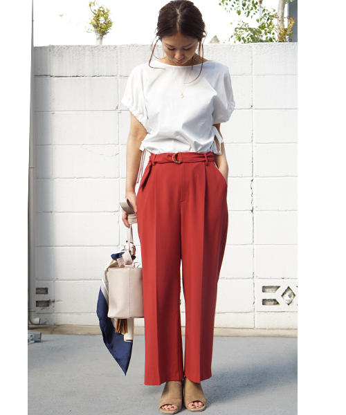 laboratory work(ラボラトリーワーク)の「ジョーゼットワイドパンツ(その他パンツ・レディース・レッド/ブラック/ダークベージュ・MEDIUM)」の16枚目の写真