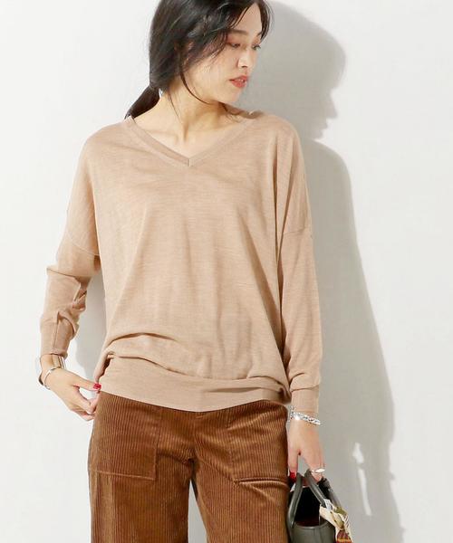 UNITED ARROWS(ユナイテッドアローズ)の「○UBCE 2WAY Vネック ニット◆(ニット/セーター・レディース・ライトグレー/ベージュ/ライトピンク/ケリー・フリー)」の3枚目の写真