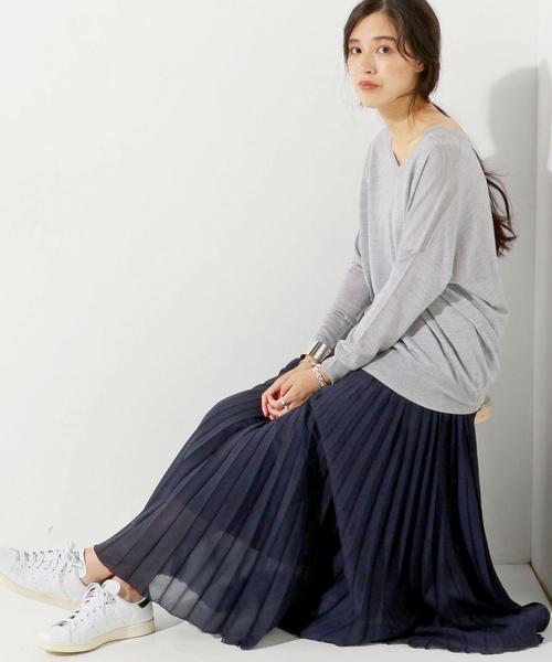 UNITED ARROWS(ユナイテッドアローズ)の「○UBCE 2WAY Vネック ニット◆(ニット/セーター・レディース・ライトグレー/ベージュ/ライトピンク/ケリー・フリー)」の2枚目の写真