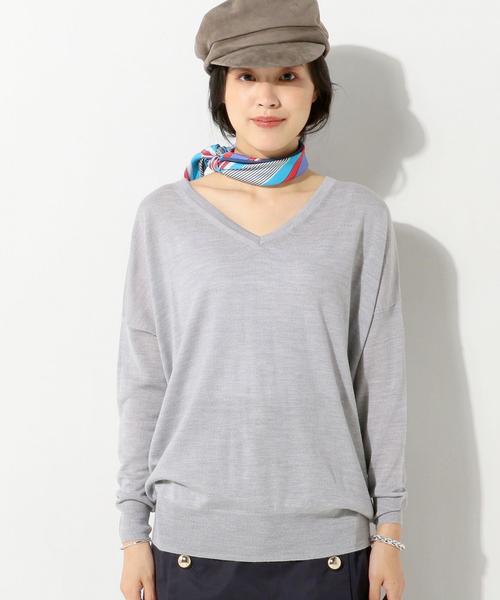 UNITED ARROWS(ユナイテッドアローズ)の「○UBCE 2WAY Vネック ニット◆(ニット/セーター・レディース・ライトグレー/ベージュ/ライトピンク/ケリー・フリー)」の6枚目の写真