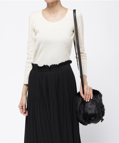 RODEO CROWNS WIDE BOWL（ロデオクラウンズワイドボウル）の「ポンポンファー ミニ ショルダー（ショルダーバッグ・レディース・ベージュ/オレンジ/カモフラージュ/イエロー/グリーン/ピンク/ベージュ系その他/ホワイト系その他/ブラック/ブルー・FREE）」の19枚目の写真