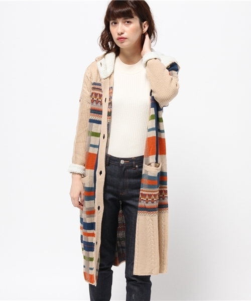 チャイハネ（チャイハネ）の「【チャイハネ】yul チェック柄ニットフーディー / ジャケット（その他アウター・レディース・カーキ/ブラック/ベージュ・FREE）」の10枚目の写真