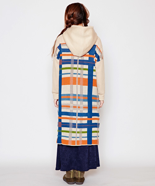 チャイハネ（チャイハネ）の「【チャイハネ】yul チェック柄ニットフーディー / ジャケット（その他アウター・レディース・カーキ/ブラック/ベージュ・FREE）」の8枚目の写真