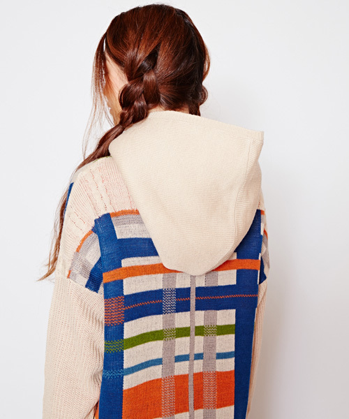 チャイハネ（チャイハネ）の「【チャイハネ】yul チェック柄ニットフーディー / ジャケット（その他アウター・レディース・カーキ/ブラック/ベージュ・FREE）」の6枚目の写真