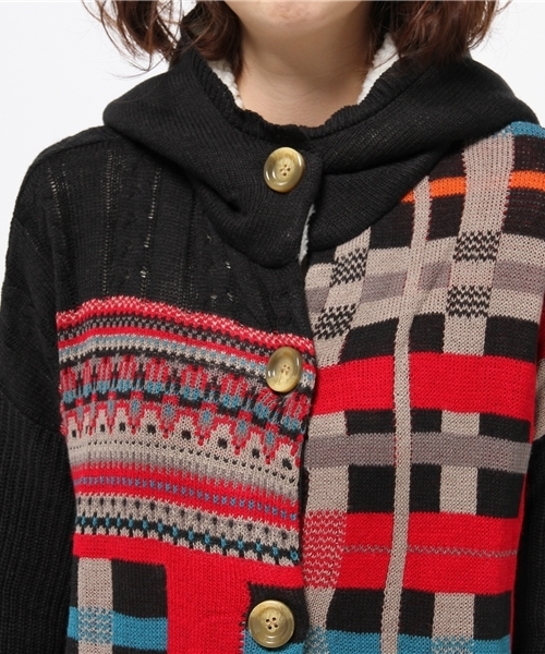 チャイハネ（チャイハネ）の「【チャイハネ】yul チェック柄ニットフーディー / ジャケット（その他アウター・レディース・カーキ/ブラック/ベージュ・FREE）」の19枚目の写真