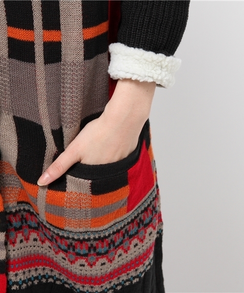 チャイハネ（チャイハネ）の「【チャイハネ】yul チェック柄ニットフーディー / ジャケット（その他アウター・レディース・カーキ/ブラック/ベージュ・FREE）」の18枚目の写真