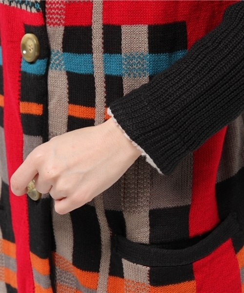 チャイハネ（チャイハネ）の「【チャイハネ】yul チェック柄ニットフーディー / ジャケット（その他アウター・レディース・カーキ/ブラック/ベージュ・FREE）」の17枚目の写真