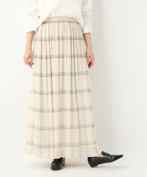 A part by(アパートバイ)の「チェックプリーツマキシスカート 747297 (スカート・レディース・ブラック/ホワイト・FREE)」の1枚目の写真