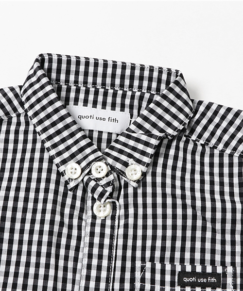 quoti use fith（クゥオティ　ユース　フィス）の「ギンガムチェックシャツワンピース（シャツワンピース・キッズ・ブラック/ネイビー・110/130/100/120/90）」の4枚目の写真
