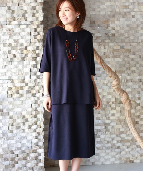 REAL CUBE(リアルキューブ)の「REAL CUBE カットオフデザインセットアップ(ワンピース・レディース・ネイビー/杢グレー/ライトベージュ/カーキ・38/40)」の16枚目の写真