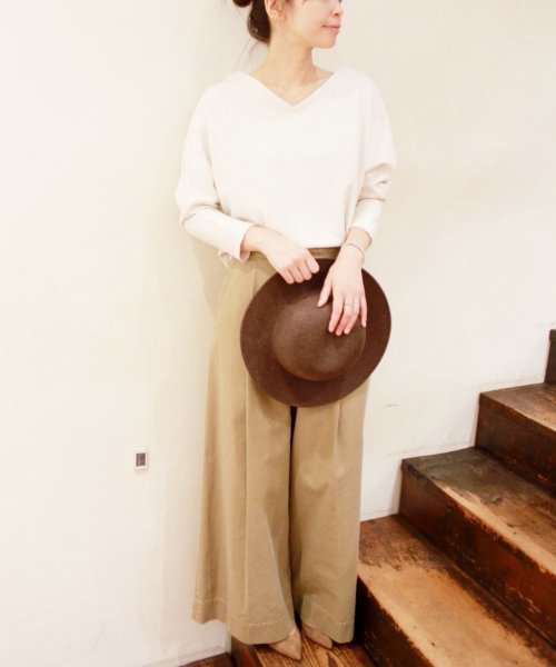 美品【Plage】サイドベルト付き ワイドパンツ / チノパンツ 38 pr14030022-1.jpg